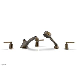 Phylrich 501-49/047 Hex Modern 9 1/2" Three Lever Handle Widespread/Deck Mounted Roman Tub Faucet with Handshower in Brass/Antique Brass