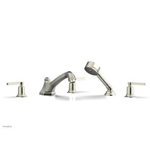 Phylrich 501-49/015 Hex Modern 9 1/2" Three Lever Handle Widespread/Deck Mounted Roman Tub Faucet with Handshower in Satin Nickel