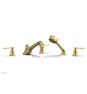 Phylrich 501-49/024 Hex Modern 9 1/2" Three Lever Handle Widespread/Deck Mounted Roman Tub Faucet with Handshower in Gold