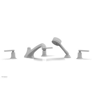 Phylrich 501-49/050 Hex Modern 9 1/2" Three Lever Handle Widespread/Deck Mounted Roman Tub Faucet with Handshower in White