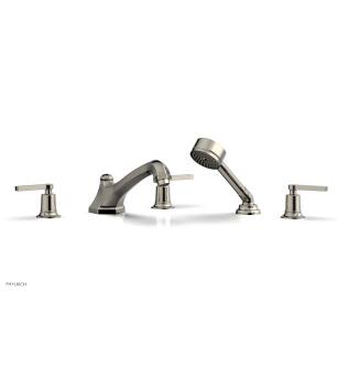 Phylrich 501-49/014 Hex Modern 9 1/2" Three Lever Handle Widespread/Deck Mounted Roman Tub Faucet with Handshower in Polished Nickel