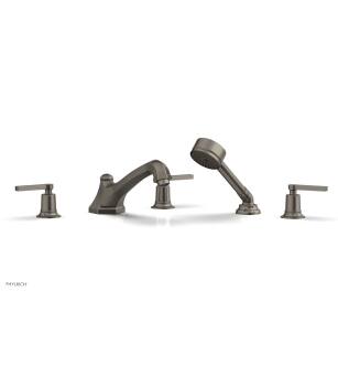Phylrich 501-49/15A Hex Modern 9 1/2" Three Lever Handle Widespread/Deck Mounted Roman Tub Faucet with Handshower in Pewter