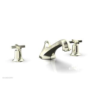 Phylrich 501-40/047 Hex Modern 9 1/2" Two Cross Handle Widespread/Deck Mounted Roman Tub Faucet in Brass/Antique Brass
