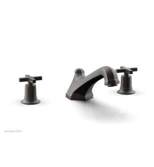 Phylrich 501-40/10B Hex Modern 9 1/2" Two Cross Handle Widespread/Deck Mounted Roman Tub Faucet in Distressed Bronze/Oil Rubbed Bronze