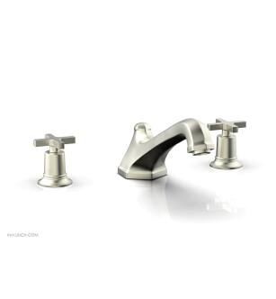 Phylrich 501-40/015 Hex Modern 9 1/2" Two Cross Handle Widespread/Deck Mounted Roman Tub Faucet in Satin Nickel