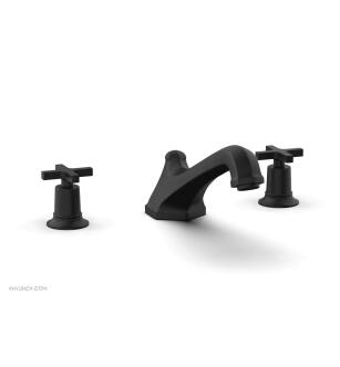 Phylrich 501-40/040 Hex Modern 9 1/2" Two Cross Handle Widespread/Deck Mounted Roman Tub Faucet in Black