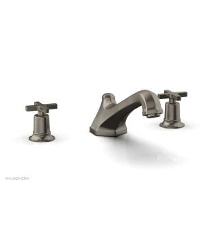 Phylrich 501-40/15A Hex Modern 9 1/2" Two Cross Handle Widespread/Deck Mounted Roman Tub Faucet in Pewter