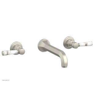 Phylrich 500-58/15B Hex Traditional 8 1/4" Two Marble Lever Handle Widespread/Wall Mount Roman Tub Faucet in Brushed Nickel
