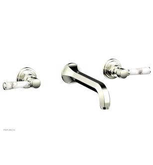 Phylrich 500-58/015 Hex Traditional 8 1/4" Two Marble Lever Handle Widespread/Wall Mount Roman Tub Faucet in Satin Nickel