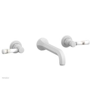 Phylrich 500-58/050 Hex Traditional 8 1/4" Two Marble Lever Handle Widespread/Wall Mount Roman Tub Faucet in White