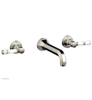 Phylrich 500-58/014 Hex Traditional 8 1/4" Two Marble Lever Handle Widespread/Wall Mount Roman Tub Faucet in Polished Nickel