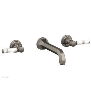 Phylrich 500-58/15A Hex Traditional 8 1/4" Two Marble Lever Handle Widespread/Wall Mount Roman Tub Faucet in Pewter