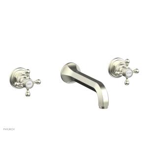 Phylrich 500-56/015 Hex Traditional 8 1/4" Two Cross Handle Widespread/Wall Mount Roman Tub Faucet in Satin Nickel