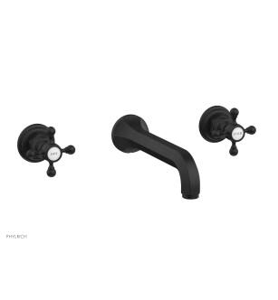 Phylrich 500-56/040 Hex Traditional 8 1/4" Two Cross Handle Widespread/Wall Mount Roman Tub Faucet in Black