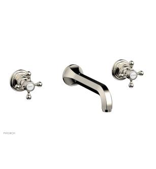Phylrich 500-56/014 Hex Traditional 8 1/4" Two Cross Handle Widespread/Wall Mount Roman Tub Faucet in Polished Nickel