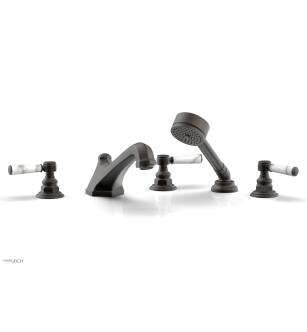 Phylrich 500-50/10B Hex Traditional 9 1/2" Three Marble Handle Widespread/Deck Mounted Roman Tub Faucet with Handshower in Distressed Bronze/Oil Rubbed Bronze