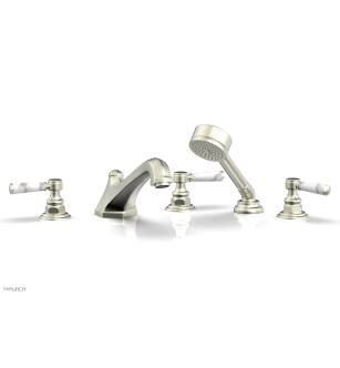 Phylrich 500-50/015 Hex Traditional 9 1/2" Three Marble Handle Widespread/Deck Mounted Roman Tub Faucet with Handshower in Satin Nickel