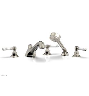 Phylrich 500-50/014 Hex Traditional 9 1/2" Three Marble Handle Widespread/Deck Mounted Roman Tub Faucet with Handshower in Polished Nickel