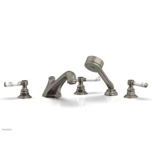 Phylrich 500-50/15A Hex Traditional 9 1/2" Three Marble Handle Widespread/Deck Mounted Roman Tub Faucet with Handshower in Pewter