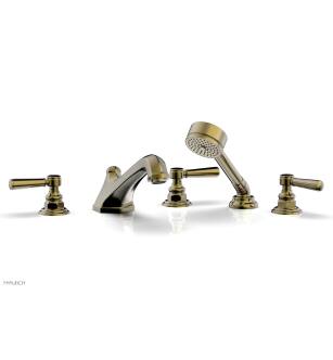 Phylrich 500-49/047 Hex Traditional 9 1/2" Three Lever Handle Widespread/Deck Mounted Roman Tub Faucet with Handshower in Brass/Antique Brass