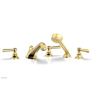 Phylrich 500-49/024 Hex Traditional 9 1/2" Three Lever Handle Widespread/Deck Mounted Roman Tub Faucet with Handshower in Satin Gold