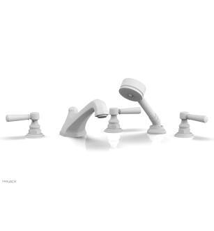 Phylrich 500-49/050 Hex Traditional 9 1/2" Three Lever Handle Widespread/Deck Mounted Roman Tub Faucet with Handshower in White