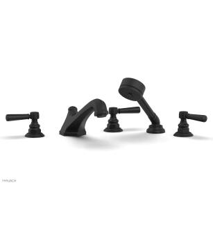 Phylrich 500-49/040 Hex Traditional 9 1/2" Three Lever Handle Widespread/Deck Mounted Roman Tub Faucet with Handshower in Black