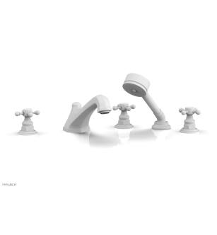 Phylrich 500-48/050 Hex Traditional 9 3/8" Three Cross Handle Widespread/Deck Mounted Roman Tub Faucet with Handshower in White