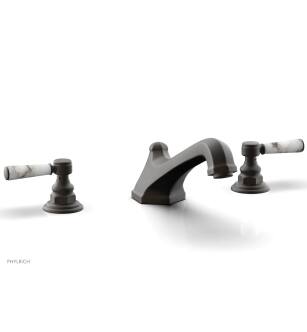Phylrich 500-42/10B Hex Traditional 11 1/8" Two Marble Lever Handle Widespread/Deck Mounted Roman Tub Faucet in Distressed Bronze/Oil Rubbed Bronze