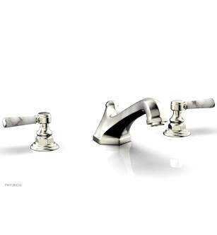 Phylrich 500-42/015 Hex Traditional 11 1/8" Two Marble Lever Handle Widespread/Deck Mounted Roman Tub Faucet in Satin Nickel