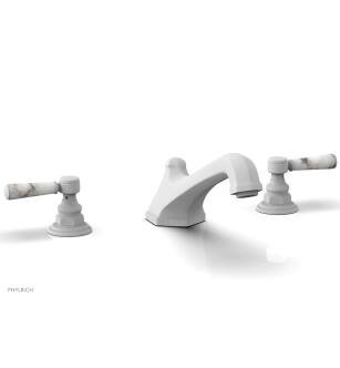 Phylrich 500-42/050 Hex Traditional 11 1/8" Two Marble Lever Handle Widespread/Deck Mounted Roman Tub Faucet in White