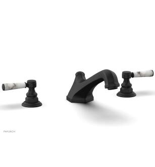Phylrich 500-42/040 Hex Traditional 11 1/8" Two Marble Lever Handle Widespread/Deck Mounted Roman Tub Faucet in Black