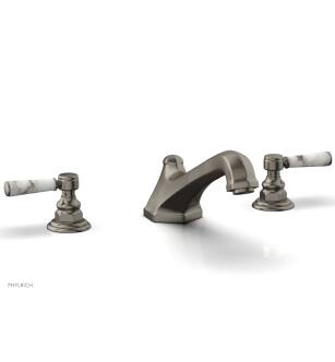 Phylrich 500-42/15A Hex Traditional 11 1/8" Two Marble Lever Handle Widespread/Deck Mounted Roman Tub Faucet in Pewter