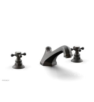 Phylrich 500-40/10B Hex Traditional 11 1/8" Two Cross Handle Widespread/Deck Mounted Roman Tub Faucet in Distressed Bronze/Oil Rubbed Bronze