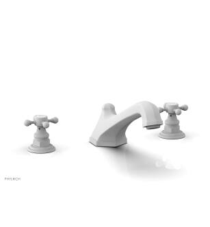 Phylrich 500-40/050 Hex Traditional 11 1/8" Two Cross Handle Widespread/Deck Mounted Roman Tub Faucet in White