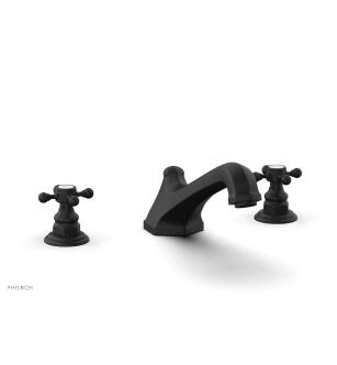 Phylrich 500-40/040 Hex Traditional 11 1/8" Two Cross Handle Widespread/Deck Mounted Roman Tub Faucet in Black