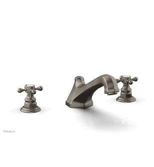 Phylrich 500-40/15A Hex Traditional 11 1/8" Two Cross Handle Widespread/Deck Mounted Roman Tub Faucet in Pewter