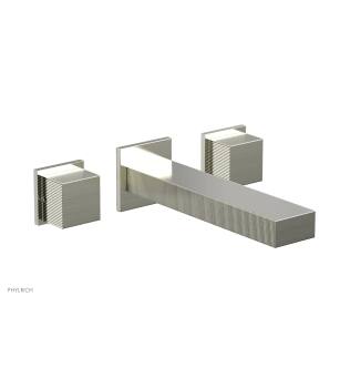 Phylrich 291-59/015 Stria 8 3/4" Two Cube Handle Widespread/Wall Mount Roman Tub Faucet in Satin Nickel