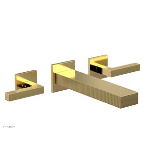 Phylrich 291-57/024 Stria 8 3/4" Two Lever Handle Widespread/Wall Mount Roman Tub Faucet in Satin Gold