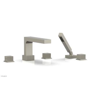 Phylrich 291-51/15B Stria 10 1/4" Three Cube Handle Widespread/Deck Mounted Roman Tub Faucet with Handshower in Brushed Nickel