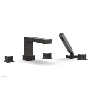 Phylrich 291-51/10B Stria 10 1/4" Three Cube Handle Widespread/Deck Mounted Roman Tub Faucet with Handshower in Distressed Bronze/Oil Rubbed Bronze