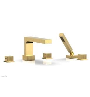 Phylrich 291-51/024 Stria 10 1/4" Three Cube Handle Widespread/Deck Mounted Roman Tub Faucet with Handshower in Satin Gold