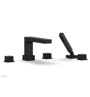 Phylrich 291-51/040 Stria 10 1/4" Three Cube Handle Widespread/Deck Mounted Roman Tub Faucet with Handshower in Black