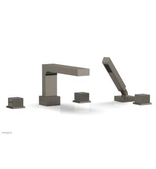 Phylrich 291-51/15A Stria 10 1/4" Three Cube Handle Widespread/Deck Mounted Roman Tub Faucet with Handshower in Pewter