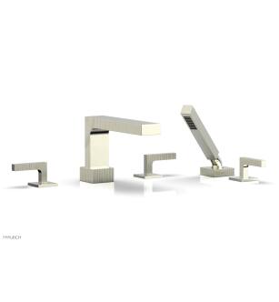 Phylrich 291-49/015 Stria 11" Three Lever Handle Widespread/Deck Mounted Roman Tub Faucet with Handshower in Satin Nickel