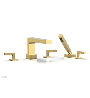 Phylrich 291-49/024 Stria 11" Three Lever Handle Widespread/Deck Mounted Roman Tub Faucet with Handshower in Satin Gold