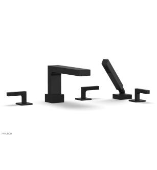 Phylrich 291-49/040 Stria 11" Three Lever Handle Widespread/Deck Mounted Roman Tub Faucet with Handshower in Black