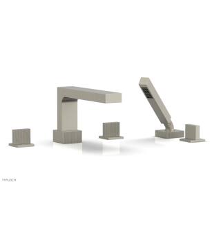 Phylrich 291-48/15B Stria 10 1/4" Three Blade Handle Widespread/Deck Mounted Roman Tub Faucet with Handshower in Brushed Nickel