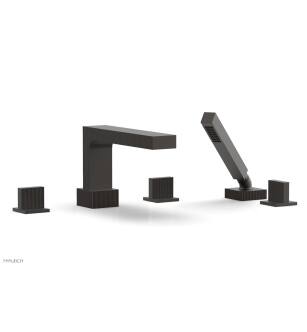 Phylrich 291-48/10B Stria 10 1/4" Three Blade Handle Widespread/Deck Mounted Roman Tub Faucet with Handshower in Distressed Bronze/Oil Rubbed Bronze