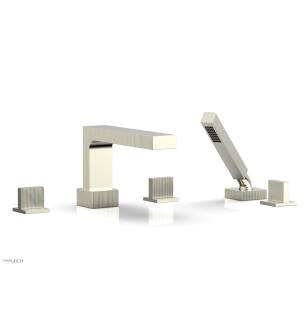 Phylrich 291-48/015 Stria 10 1/4" Three Blade Handle Widespread/Deck Mounted Roman Tub Faucet with Handshower in Satin Nickel